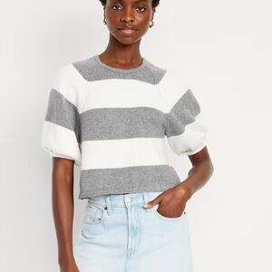 Gray and White Striped Sweater